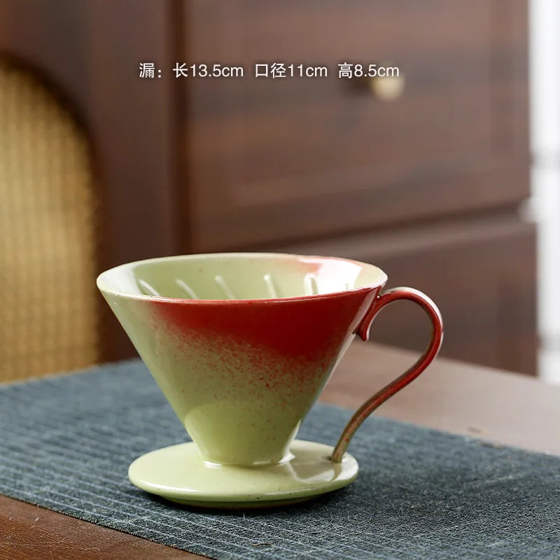 2026 Classic Ceramic Pour Over Coffee Set Large Coffee Server Cone Shaped Dripper Filter Home Hand Brew Coffee Tool Kit