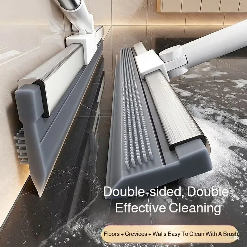 Silicone Scraper Broom Non-Stick Bristles  Wiper Long Ergonomic Handle Squeegee Scrubber for Floor Toilet Bathroom Glass