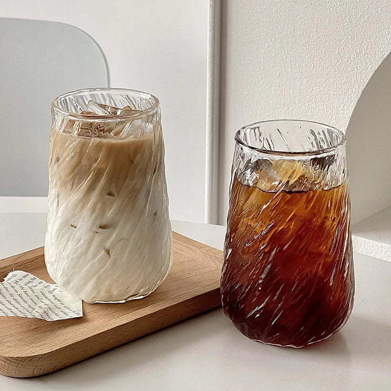 400ml Ribbed Glass Coffee Mug ☕✨