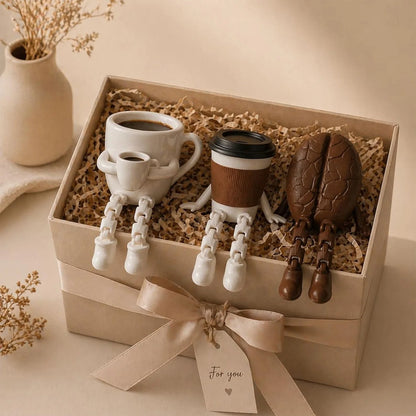 Articulated Coffee Figures, Cute Coffee Cup &amp; Coffee Bean Desk Decor, Fidget Toys for Coffee Lovers, Home Office Ornaments