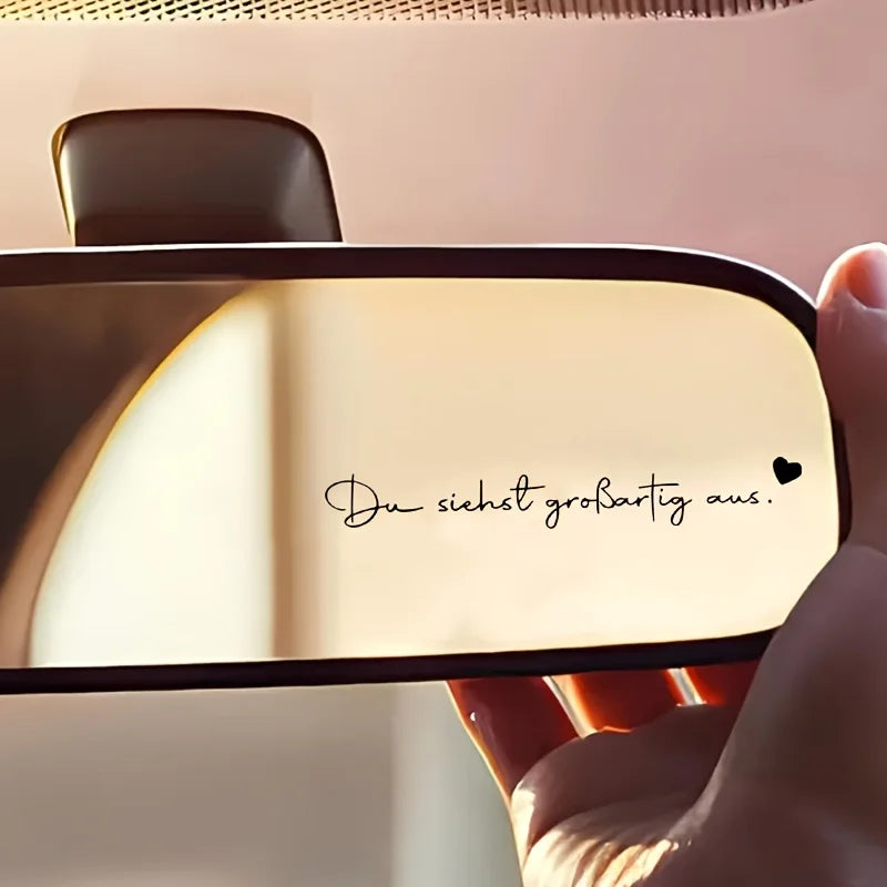 "You look great" car decal, encouraging rearview mirror decorative sticker (6pcs/1 set), die-cut waterproof vinyl material
