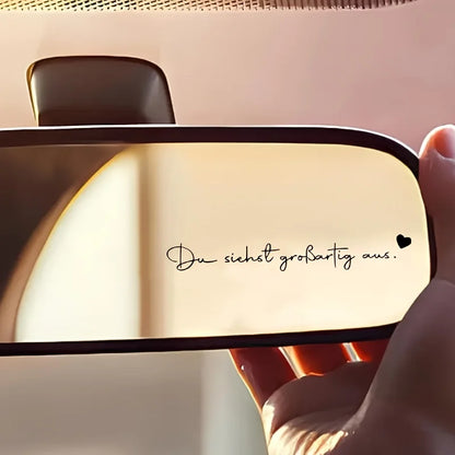 "You look great" car decal, encouraging rearview mirror decorative sticker (6pcs/1 set), die-cut waterproof vinyl material