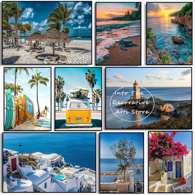 Summer Beach Palm Tree Canvas Wall Art 🌴☀️🌊