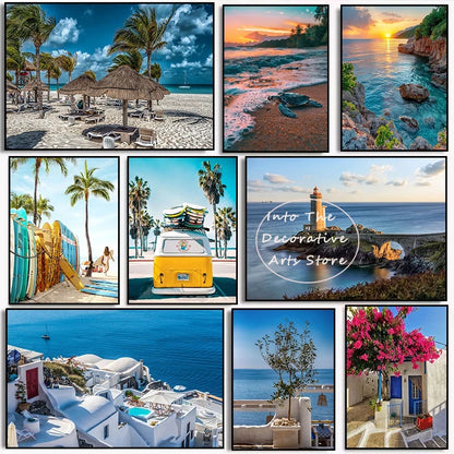Summer Beach Palm Tree Canvas Wall Art 🌴☀️🌊