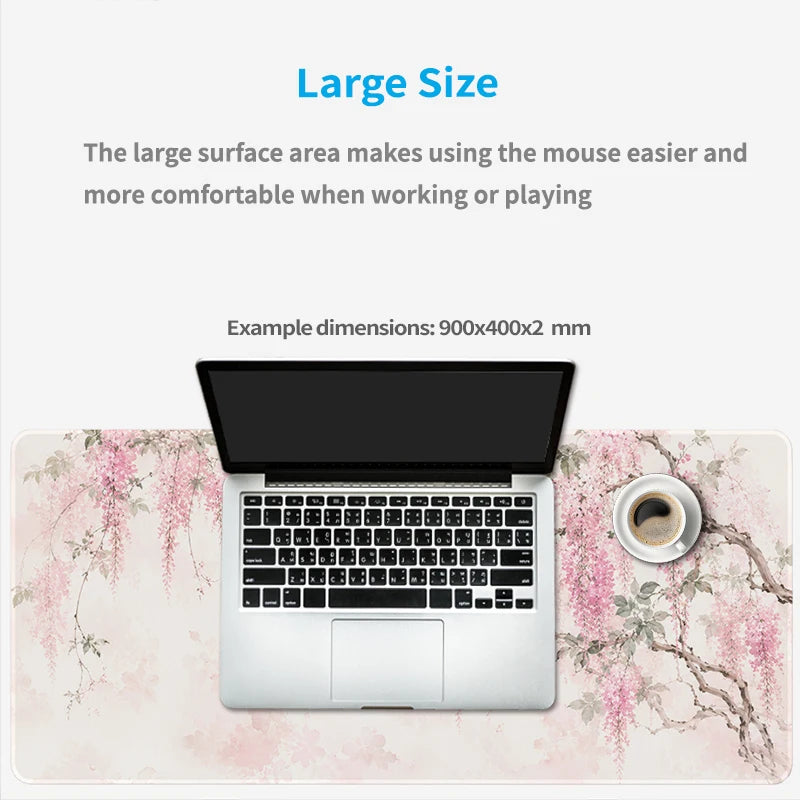Mouse Pad Pink Flowers Gaming XL Home Computer New Mousepad XXL Desk Mats Office Natural Rubber Non-Slip Gaming laptop Table Mat