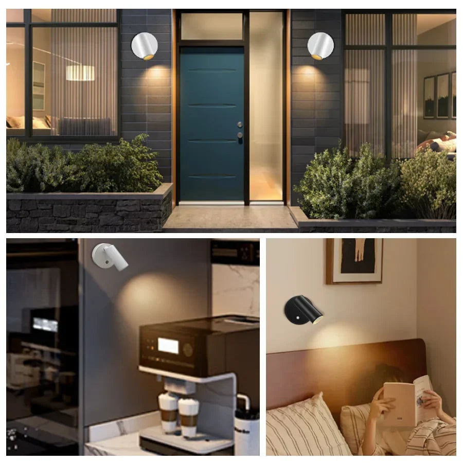 Rechargeable LED Wall Lamp Touch Night Lights Wireless Magnetic Spotlight 360° Rotation For Bedroom Bedside Reading Lighting