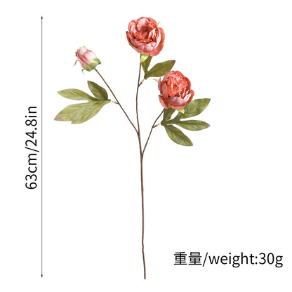 63CM Premium Long-Stem Silk Peony Artificial Flower Bouquet
