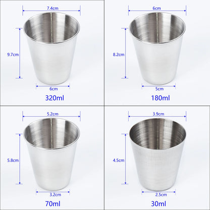 Stainless Steel Cup 30/70/180/320ml Beer Cola Milkshake Cup For Outdoor Practical Travel Bar Coffee Shop Polished Interior