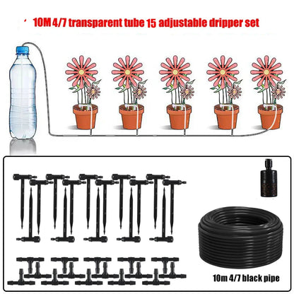 Garden Black Adjustable valve Drip Irrigation Kit Potted Plant Watering Device 4/7mmHose Watering Saving MicroDripper Greenhouse