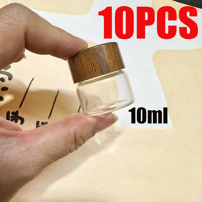 10/20/30ml Mini Glass Bottles Spice Jars with Lids Seasoning Nuts Coffee Beans Storage Jar Wood Sealed Bottle Airtight Canisters