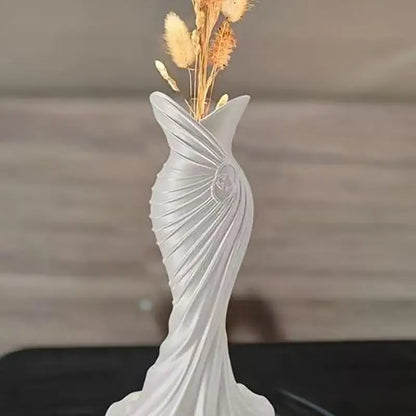Elegant Dress Shape Plastic Vase – Modern Floral Home Decor