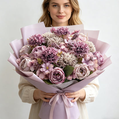 1/4pcs Premium Silk Peony & Rose Bouquet for Wedding Vases