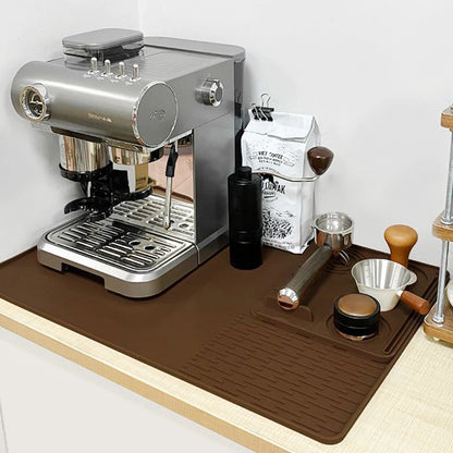 OANKR 2PCS Set 39X58cm Coffee Maker Pad and 25X20cm Espresso Tamping Mat Set, Anti-slip Mat for Kitchen Bar Counter Drain Tray