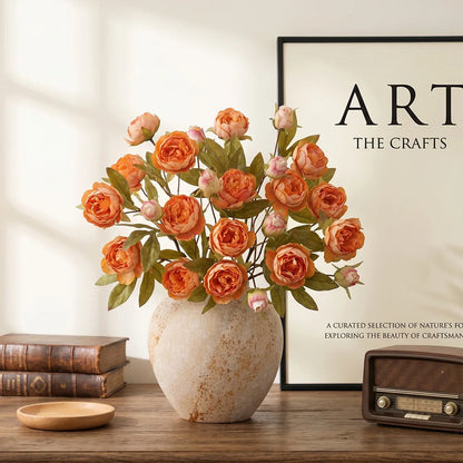 63CM Premium Long-Stem Silk Peony Artificial Flower Bouquet