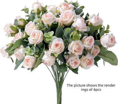 30CM Premium Silk Rose & Peony Bouquet with Eucalyptus Leaves