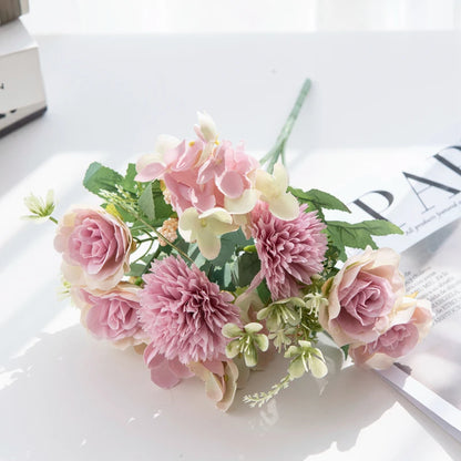 30CM Premium Silk Roses & Hydrangea Bouquet for Wedding Wreaths
