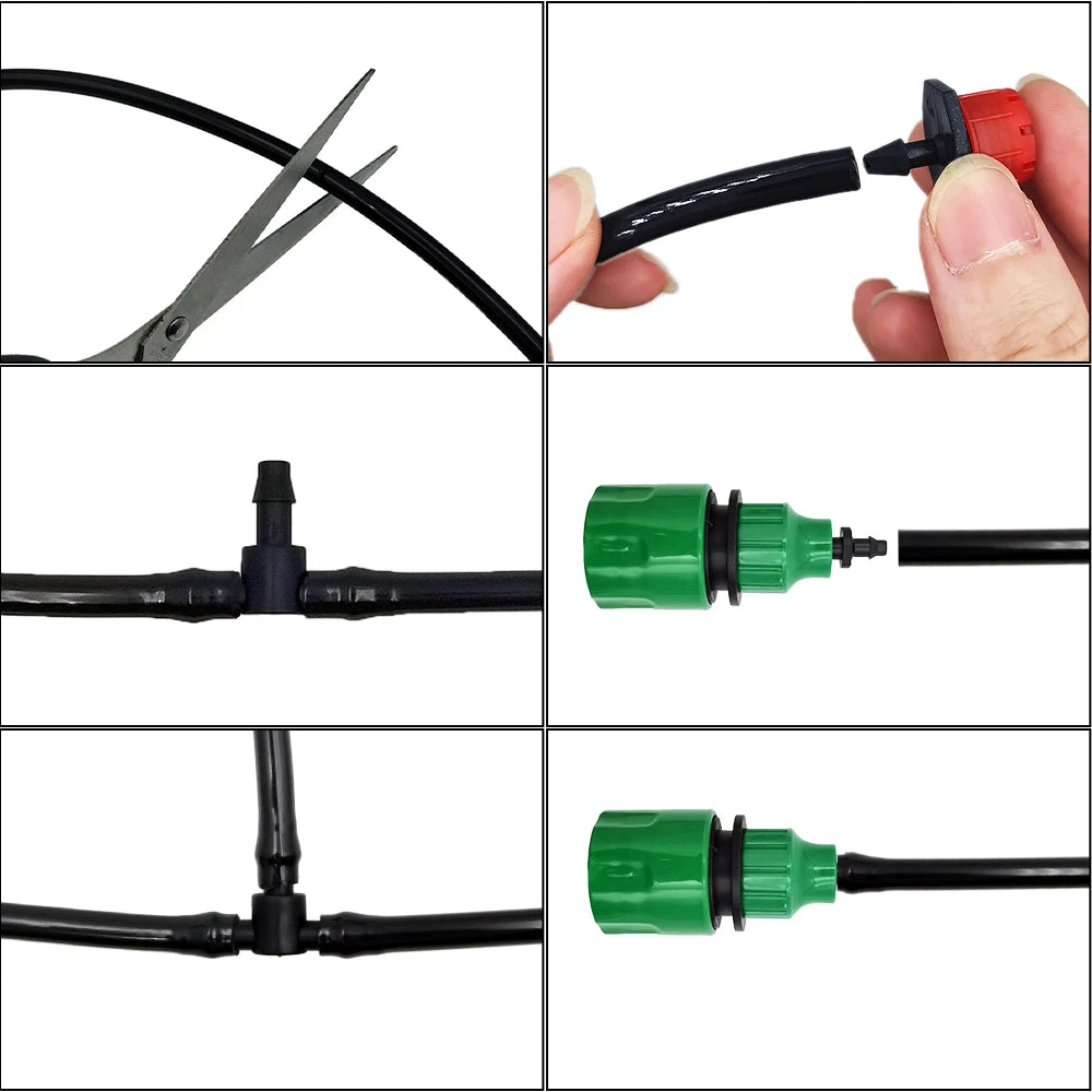 5-50 متر بولي كلوريد الفينيل 4/7 مم خرطوم ري الحدائق DIY مجموعات الري بالتنقيط الأنابيب الدقيقة مع قطارات قابلة للتعديل أداة التثقيب