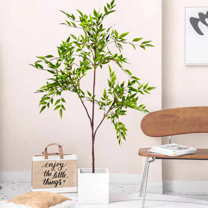 76-105-135cm/53.1in Artificial Ficus Tree Branch – Realistic Green Tropical Plant Decor