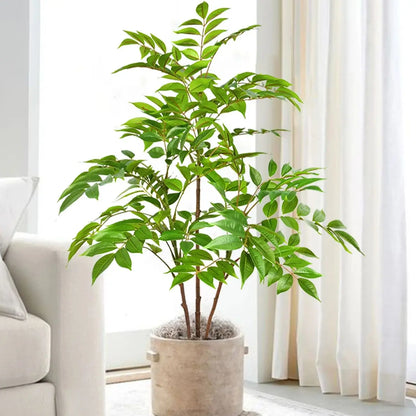 76-105-135cm/53.1in Artificial Ficus Tree Branch – Realistic Green Tropical Plant Decor