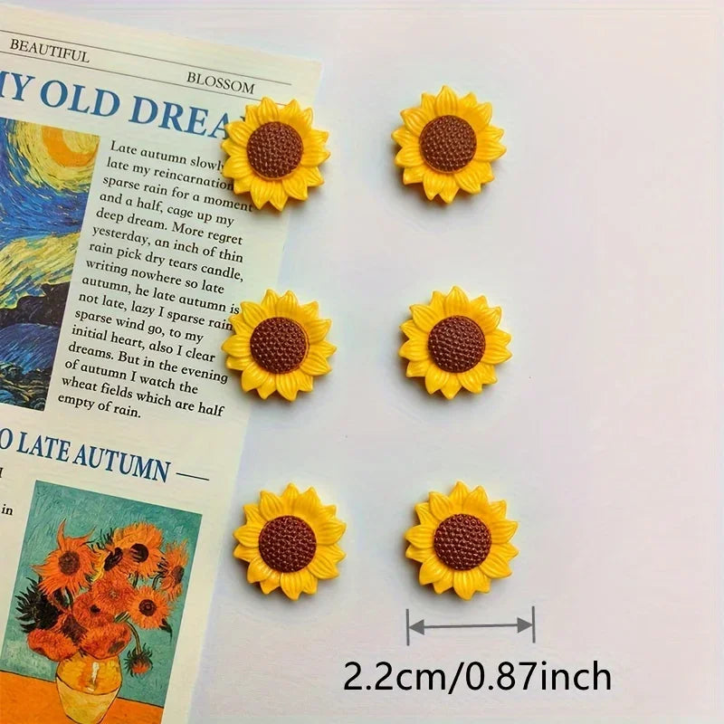 10PCS Oval-Shaped Plastic Sunflower Fridge Magnets for Kitchen &amp; Dining Decor