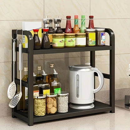 1pc 2-Tier Metal Countertop Shelf - Space Saving Organizer for Coffee, Mugs &amp; Condiments, Rustproof Kitchen Rack