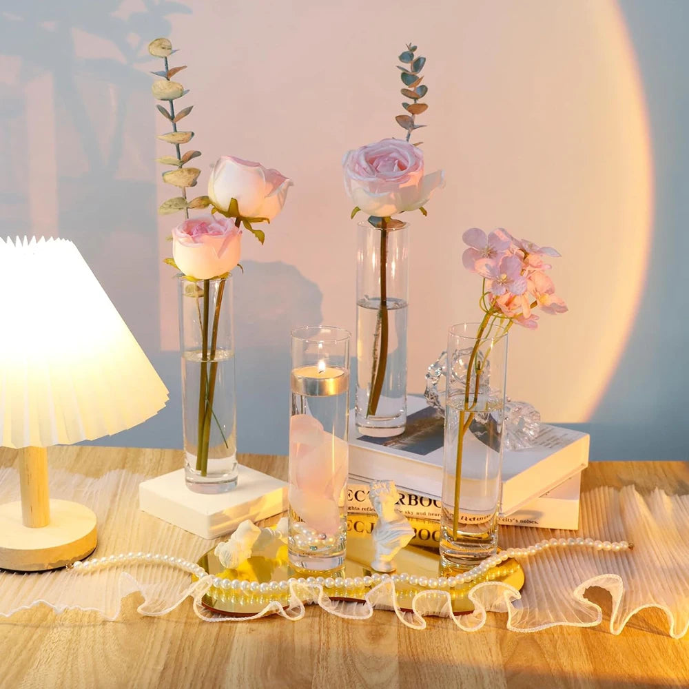 Clear Glass Cylinder Vase – Elegant Flower & Home Decor