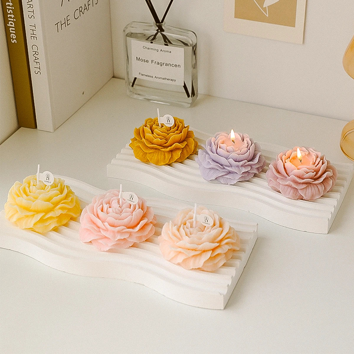 3D Peony Aromatic Candle Creative Flower Shape Aromatherapy Wedding Decor Gifts Box Valentine&