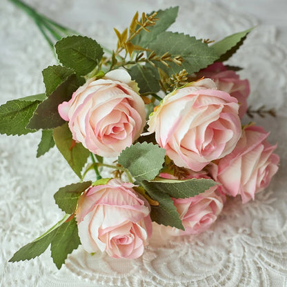 30cm Premium Pink Silk Rose & Peony Cemetery Bouquet
