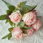 30cm Premium Pink Silk Rose & Peony Cemetery Bouquet