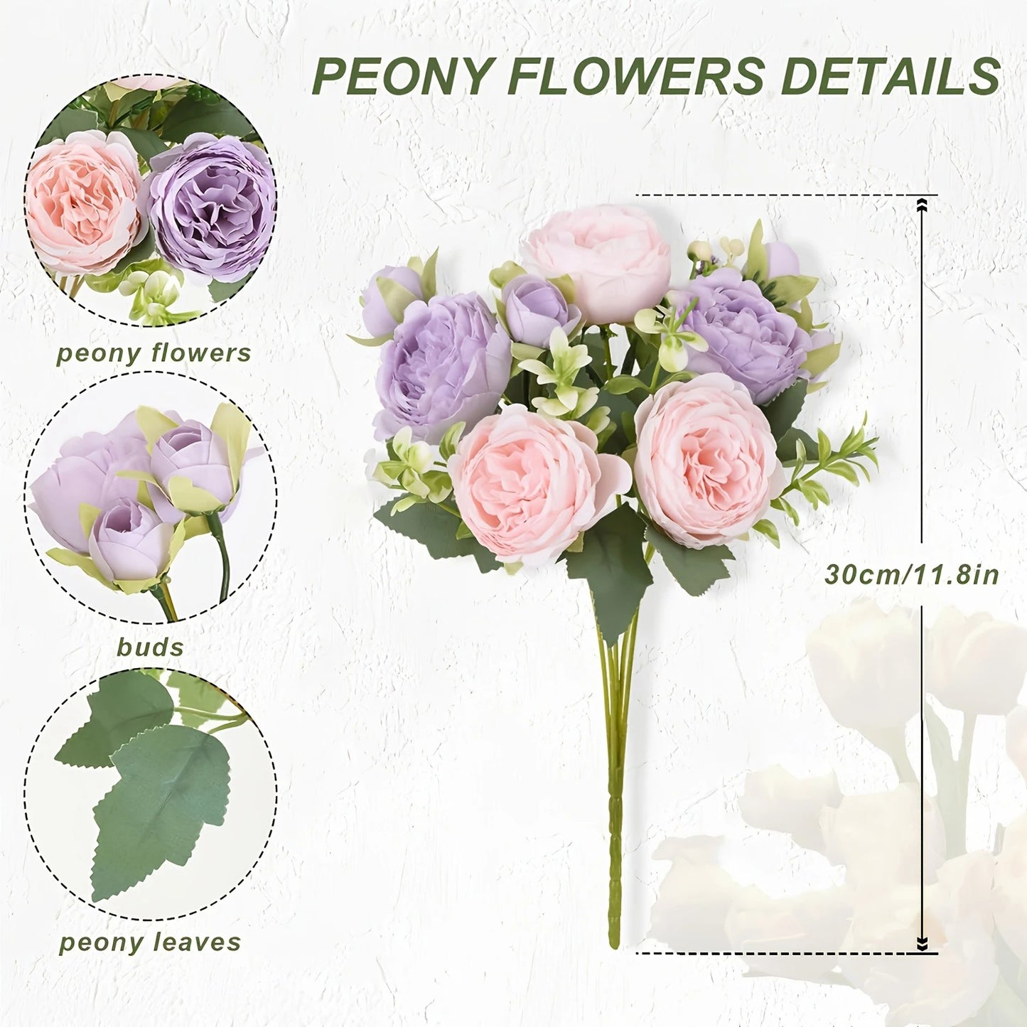 30CM Premium Silk Rose & Peony Artificial Flower Bouquet