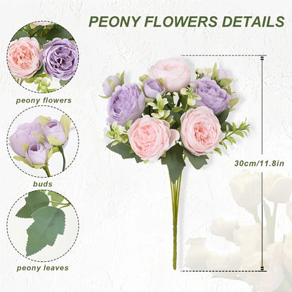 30CM Premium Silk Rose & Peony Artificial Flower Bouquet