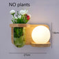 Modern Wooden LED Wall Lamp with Green Plant Design – Nordic Home Decor