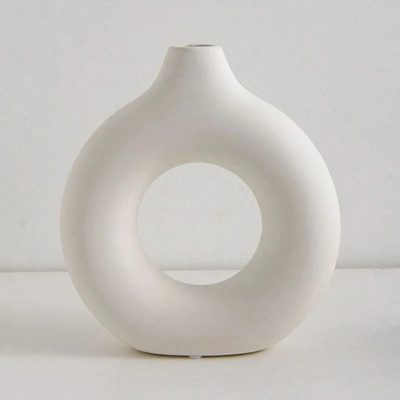Simple Donut Shape Vase – Modern Flower Arrangement Home Decor