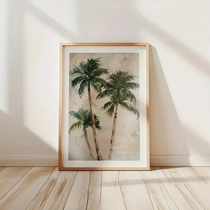 Vibrant Green & Beige Botanical Palm Leaf Canvas Wall Art