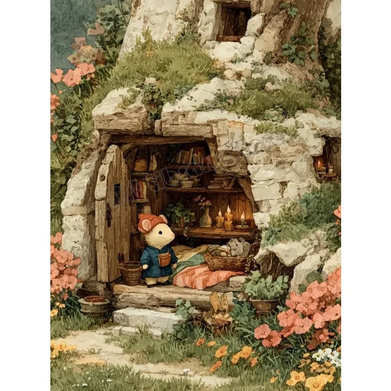 Retro Reading Mouse Canvas Wall Art 🐭📖🌿