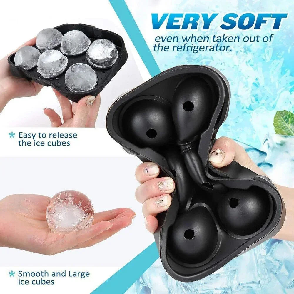 Ice Cube Tray Silicone Ice Ball Freezer Mold Square Ice Cube Maker with Lid 4/6/8 Grids for Whiskey Cocktail Coffee Accessories