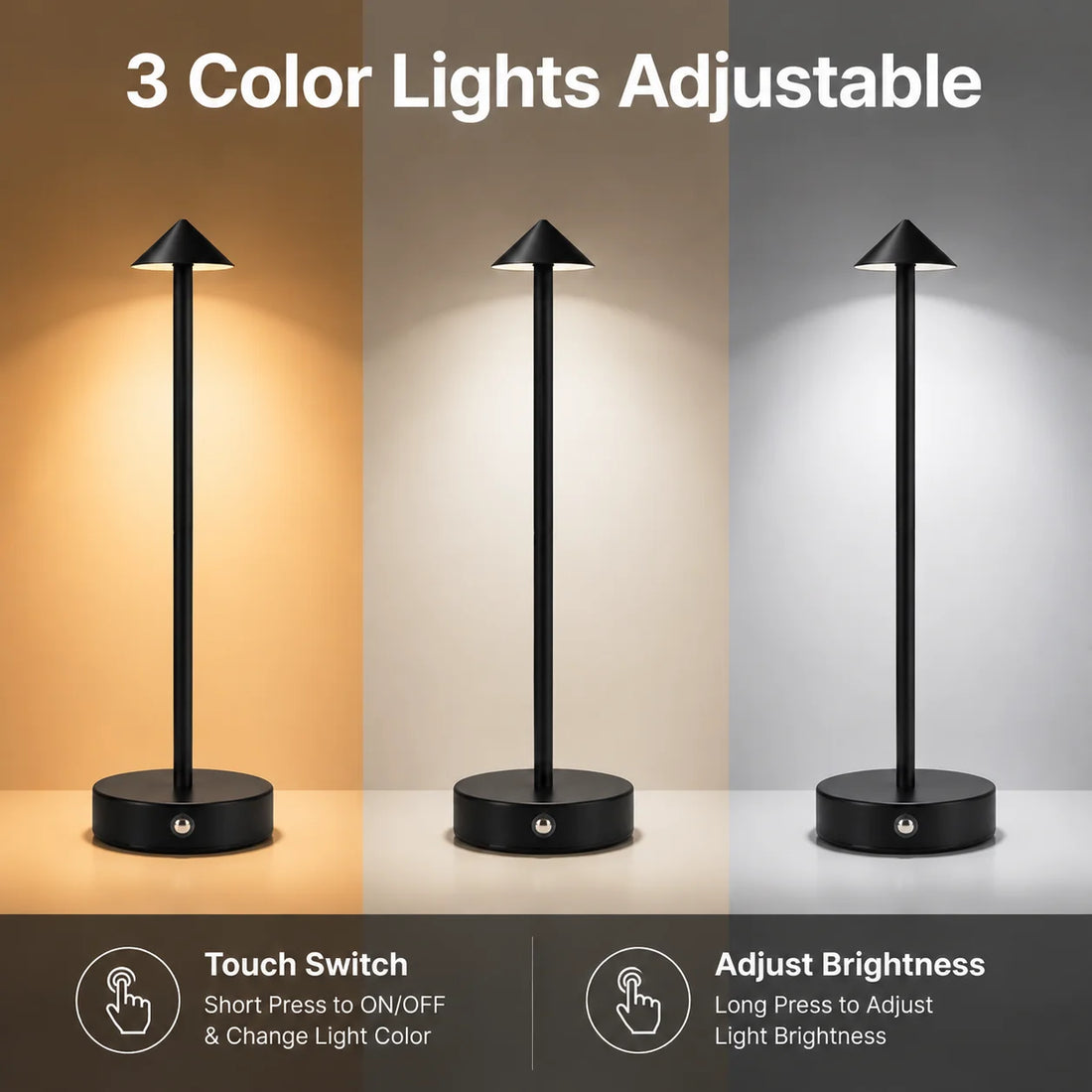 Touch Control Desk Lamp Minimalist Bedside Lamp Dimmable Night Light for Bedroom Living Room Office Decor