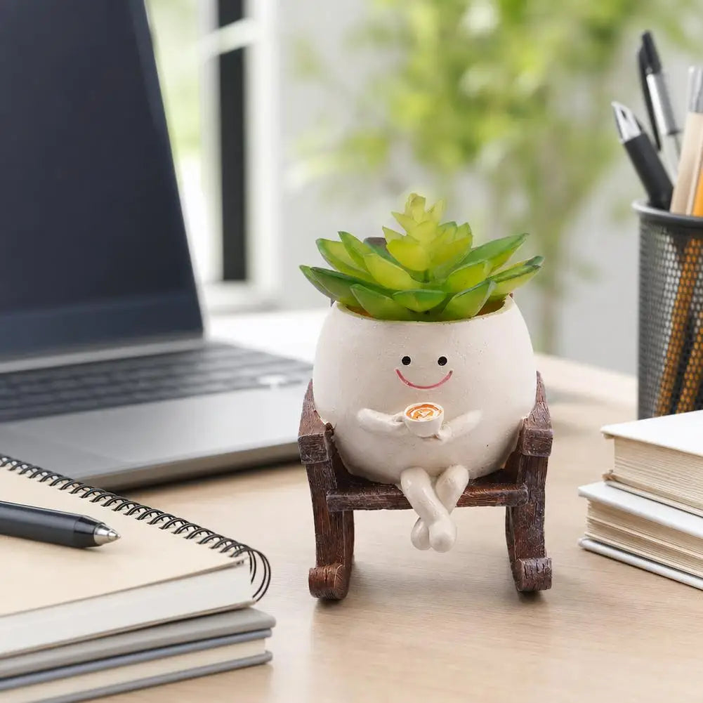 Cute Rocking Chair Smile Face Planter