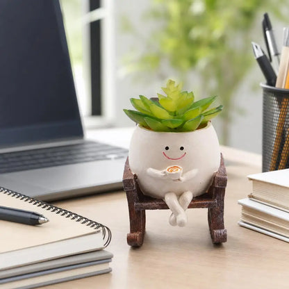 Cute Rocking Chair Smile Face Planter
