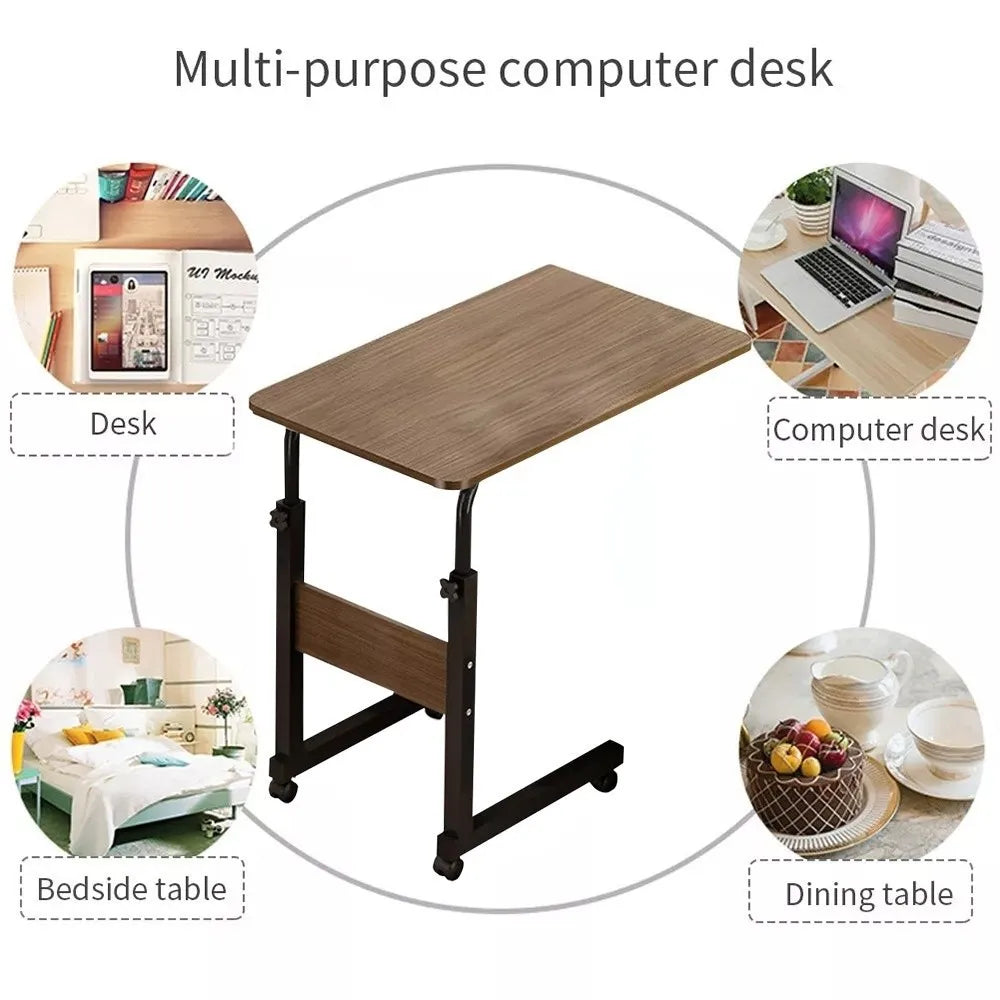 Durable Portable Over Bed Table Adjustable Height with Wheels Desktop Computer Table Bedside Table Home Use
