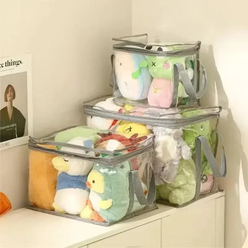 1/3/5PCS Transparent Toy Storage Box Large Capacity Waterproof Dustproof Folding Organizer Bag for Home Closet Bedroom Supplies