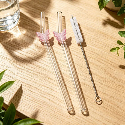 3-Piece Butterfly Glass Straw Set 🦋🥤
