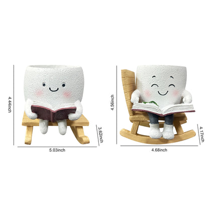 Resin Swing Smile Face Flower Pot