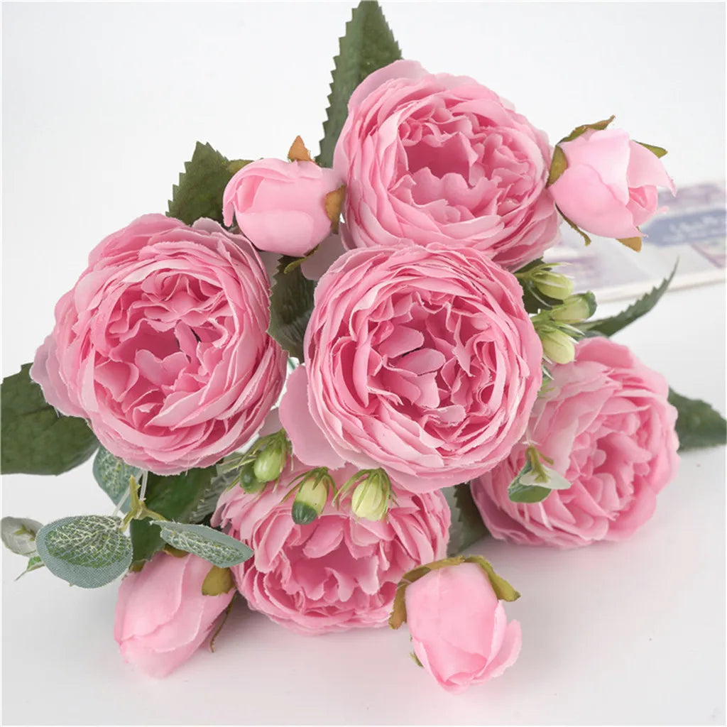 1 Bundle Premium Silk Peony & Rose Bouquet for Wedding Decor