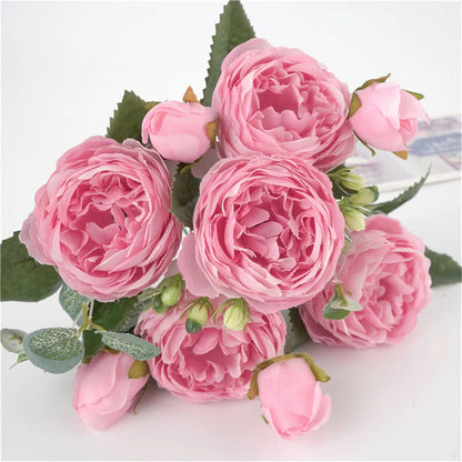 1 Bundle Premium Silk Peony & Rose Bouquet for Wedding Decor
