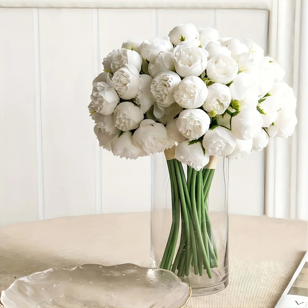 27-Heads Premium Silk Artificial Peony Bridal Bouquet