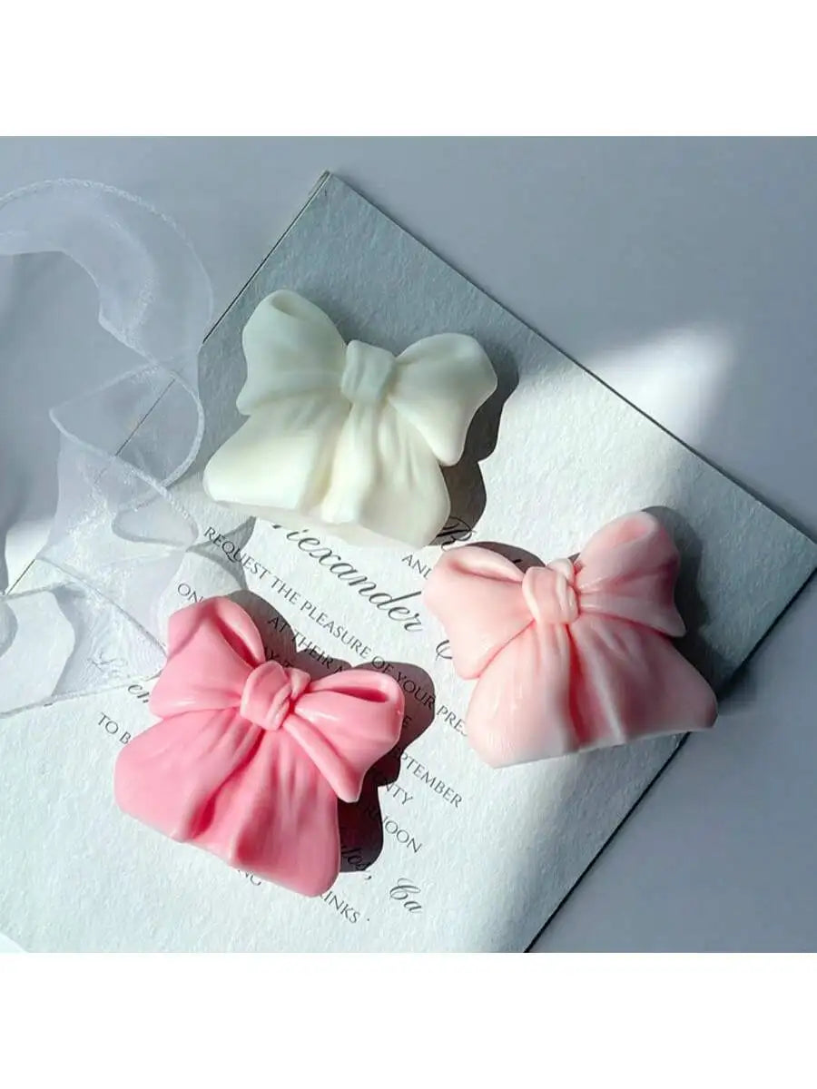 1pc Bow scented Candle, 3D Bow Design Long-Lasting Fragrance, Suitable For Home Decoration, Perfect Valentine&