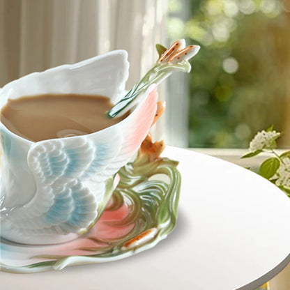 Luxurious 220ml Bone China Coffee Cup and Saucer Plate Set