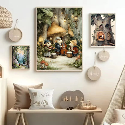 Retro Reading Mouse Canvas Wall Art 🐭📖🌿
