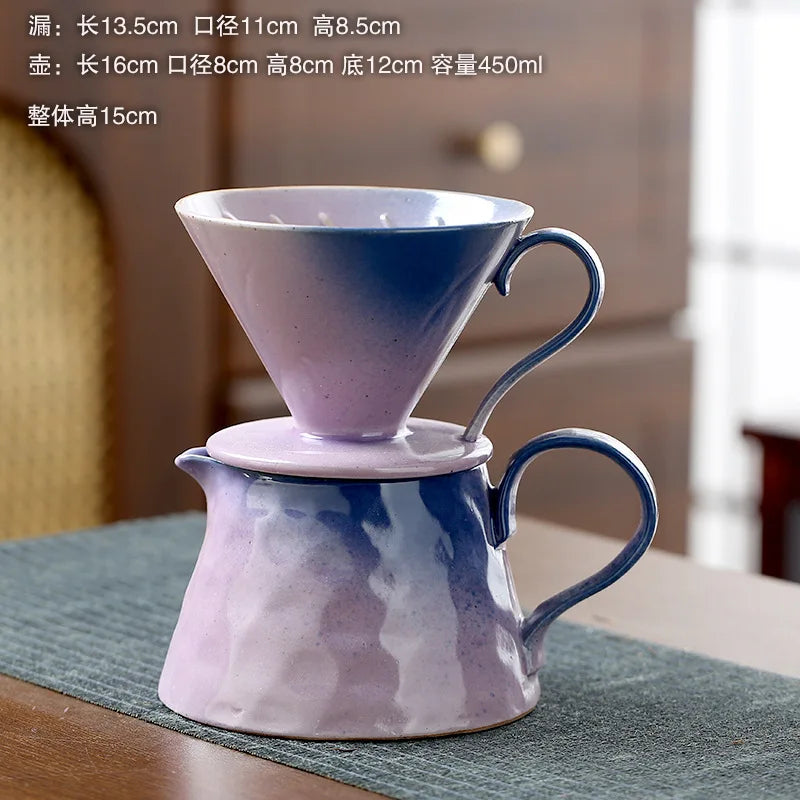 2026 Classic Ceramic Pour Over Coffee Set Large Coffee Server Cone Shaped Dripper Filter Home Hand Brew Coffee Tool Kit